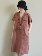 Artistic Retro Drawstring Elasticity Waist Dress
